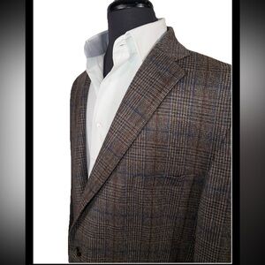 BIG & TALL JOS S BANK PLAID FLANNEL HALF LINED SPORT COAT SZ 52L TAILORED FIT